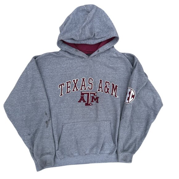 Vintage Texas A&M Hoodie NCAA Pullover Embroidered Grey XXL - Picture 1 of 8